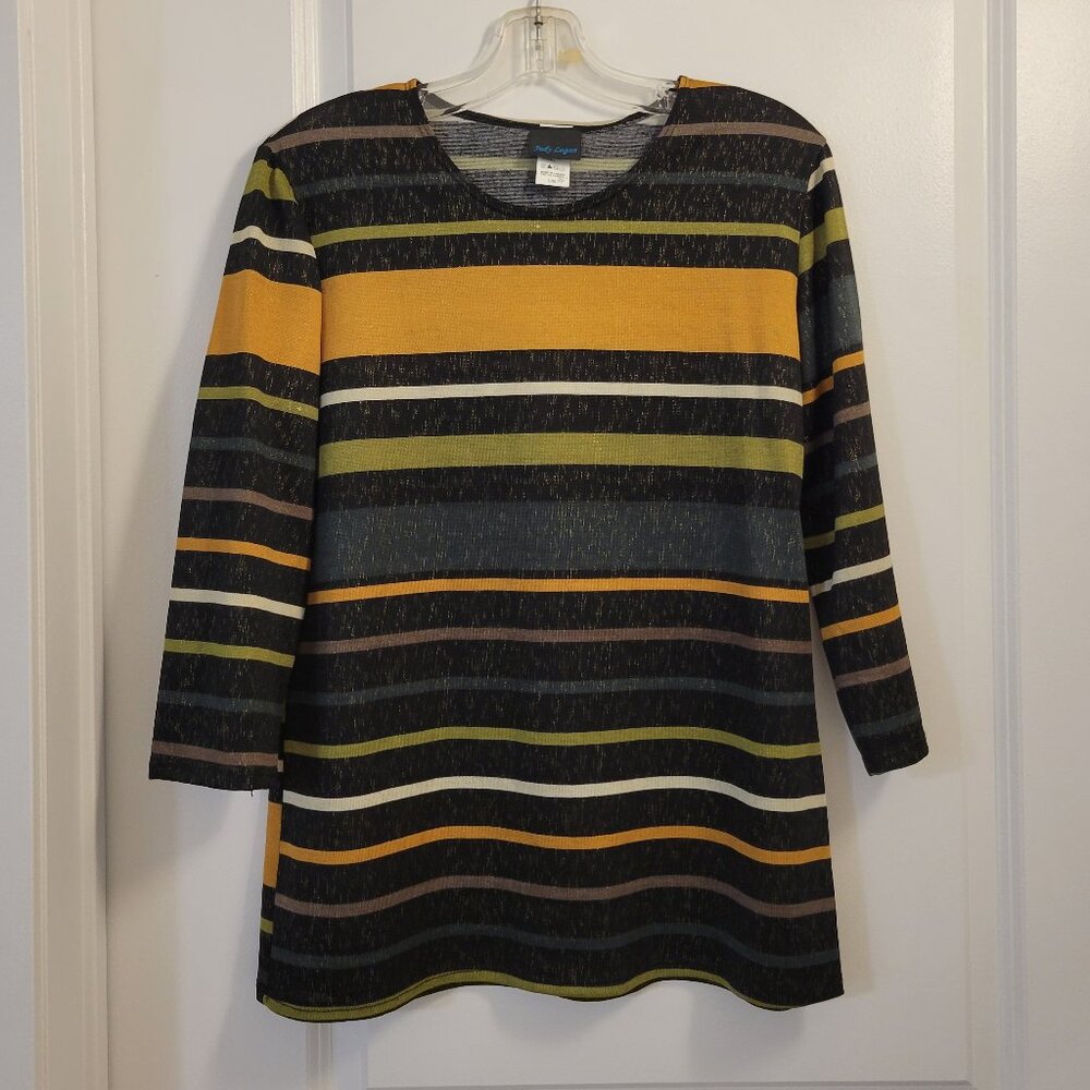 Judy Logan - Vintage Long Shimmery Translucent Top with 3/4 Sleeves